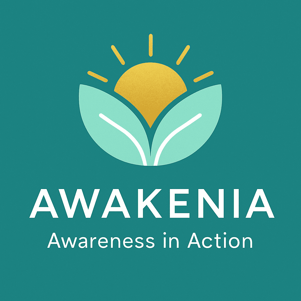 Awaknia logo with the tagline “Awareness in Action” representing awareness-based life coaching and inner transformation